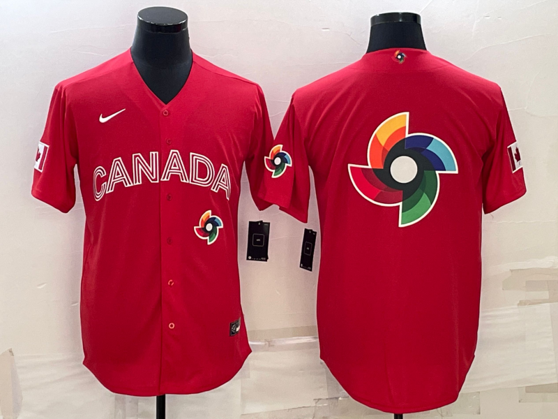 Men's Canada Baseball 2023 Red World Baseball Big Logo With Patch Classic Stitched Jersey